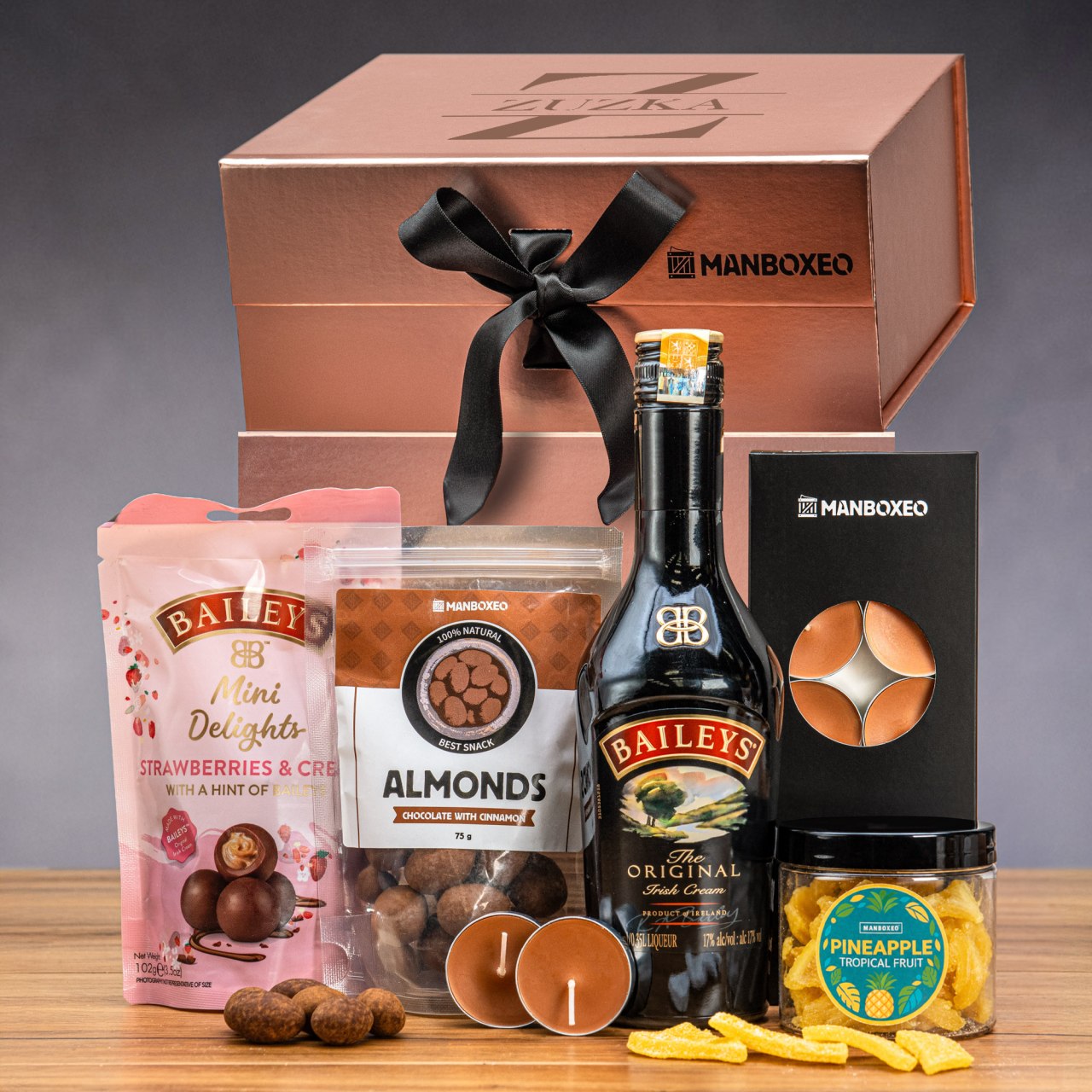 Giftboxeo dárkový box (rose gold) - S Baileys