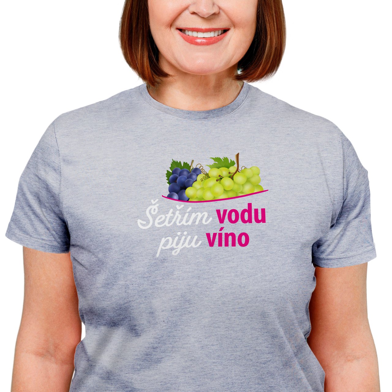 Dámské tričko s potiskem “Šetřím vodu, piju víno”