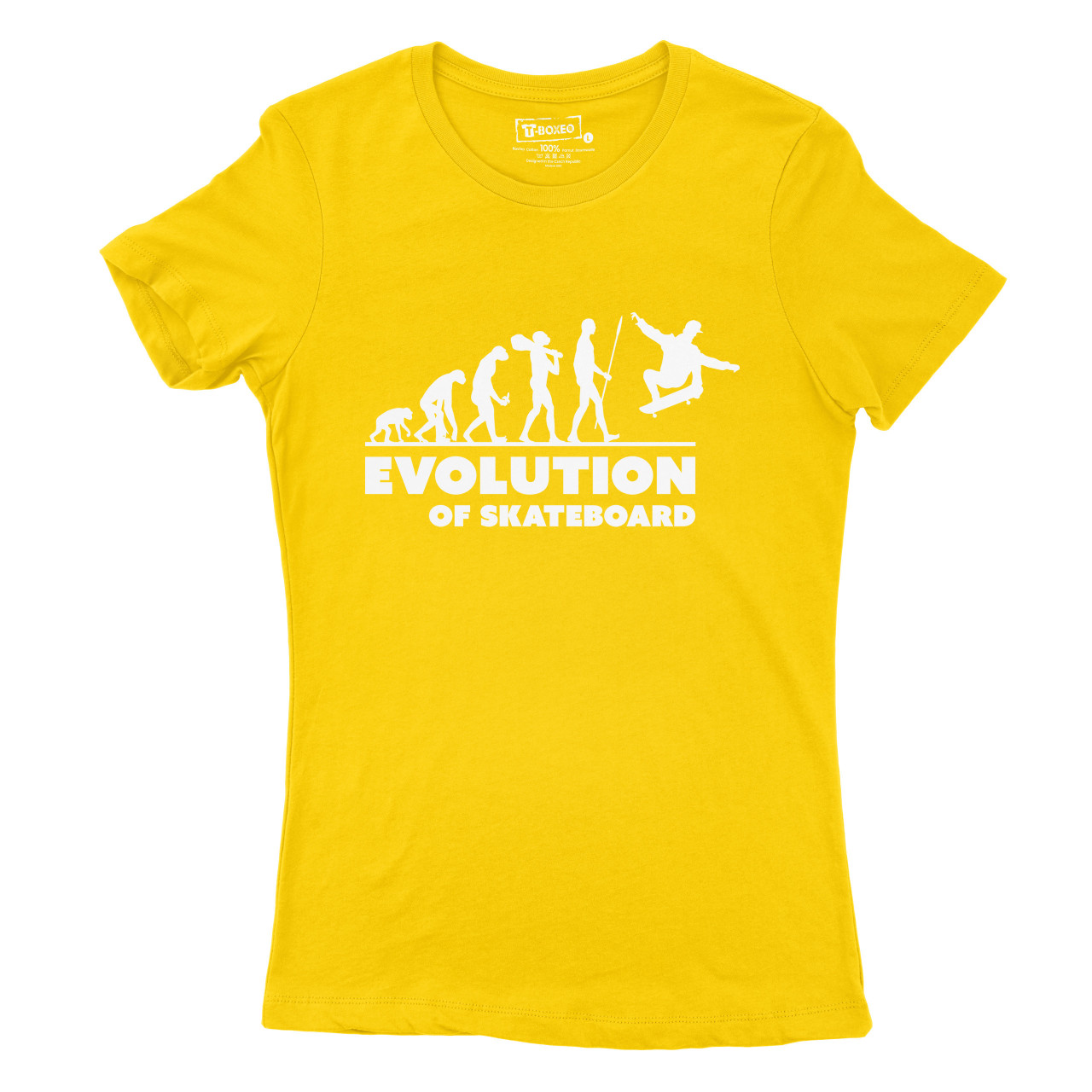 Dámské tričko s potiskem "Evoluce Skateboardistky"