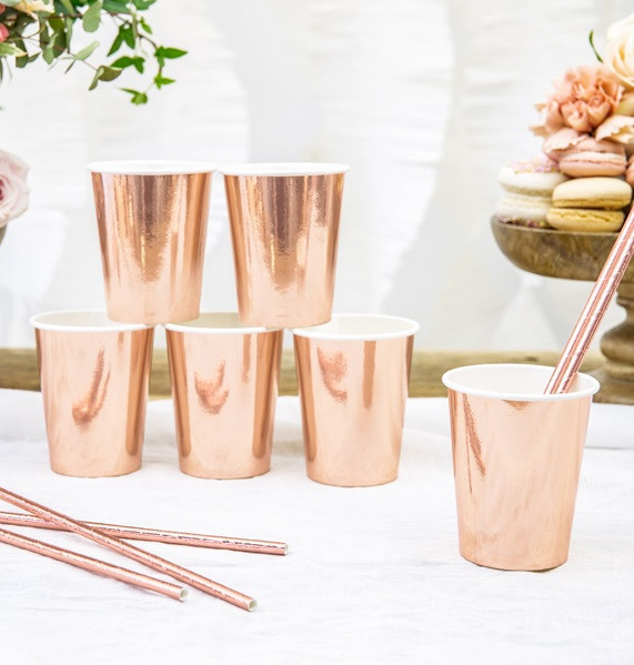 Papírový kelímek - rose gold 220ml 6ks