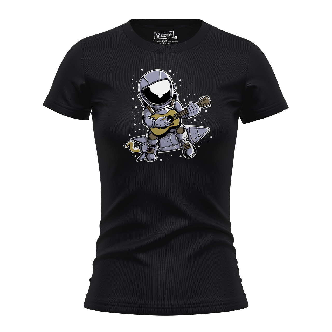 Dámské tričko s potiskem “Astronaut na raketě s kytarou”