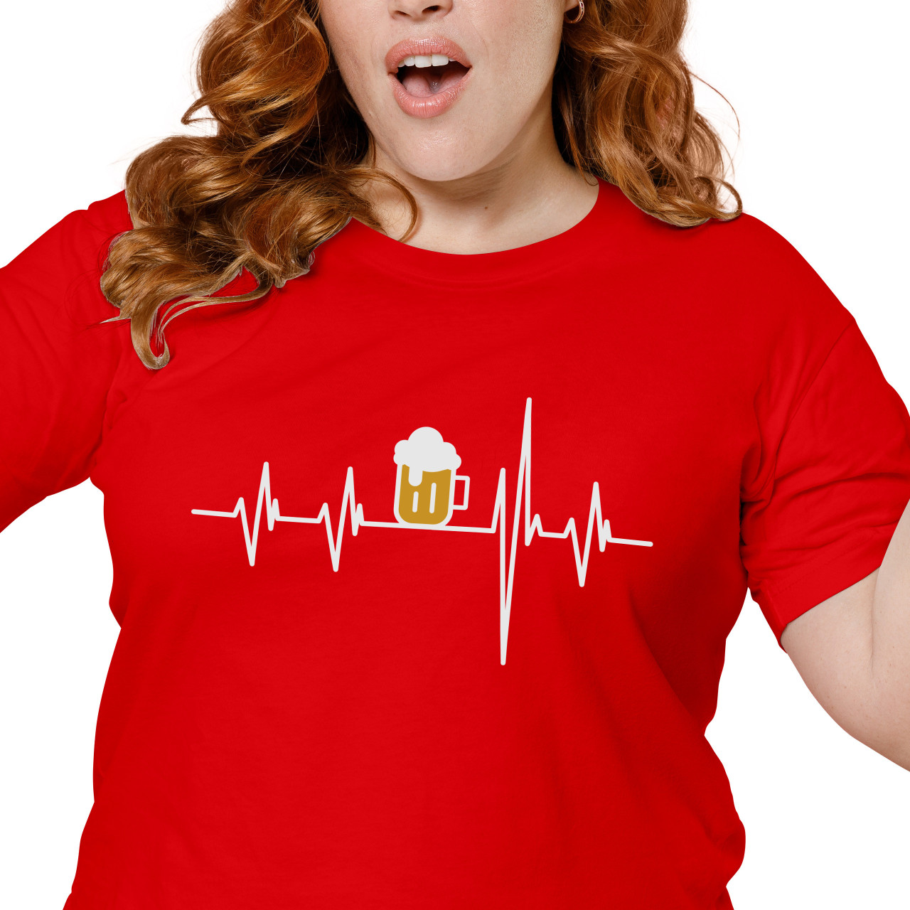 Dámské tričko s potiskem "Srdeční tep Pivo"