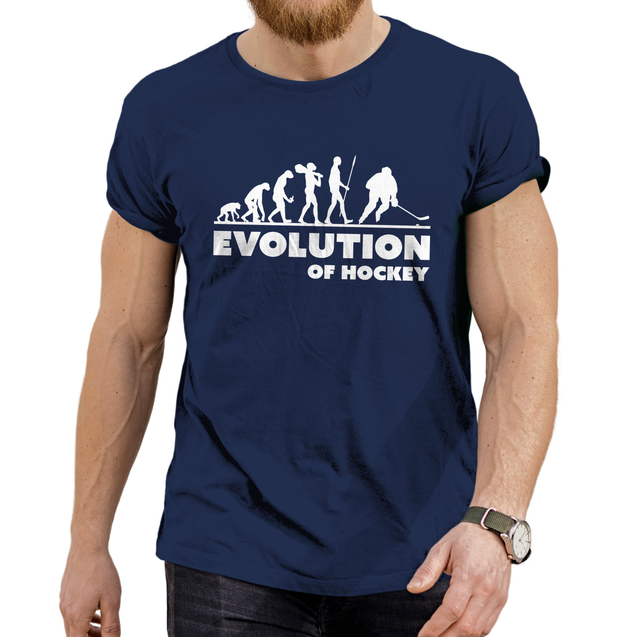 Pánské tričko s potiskem "Evoluce Hokejisty"