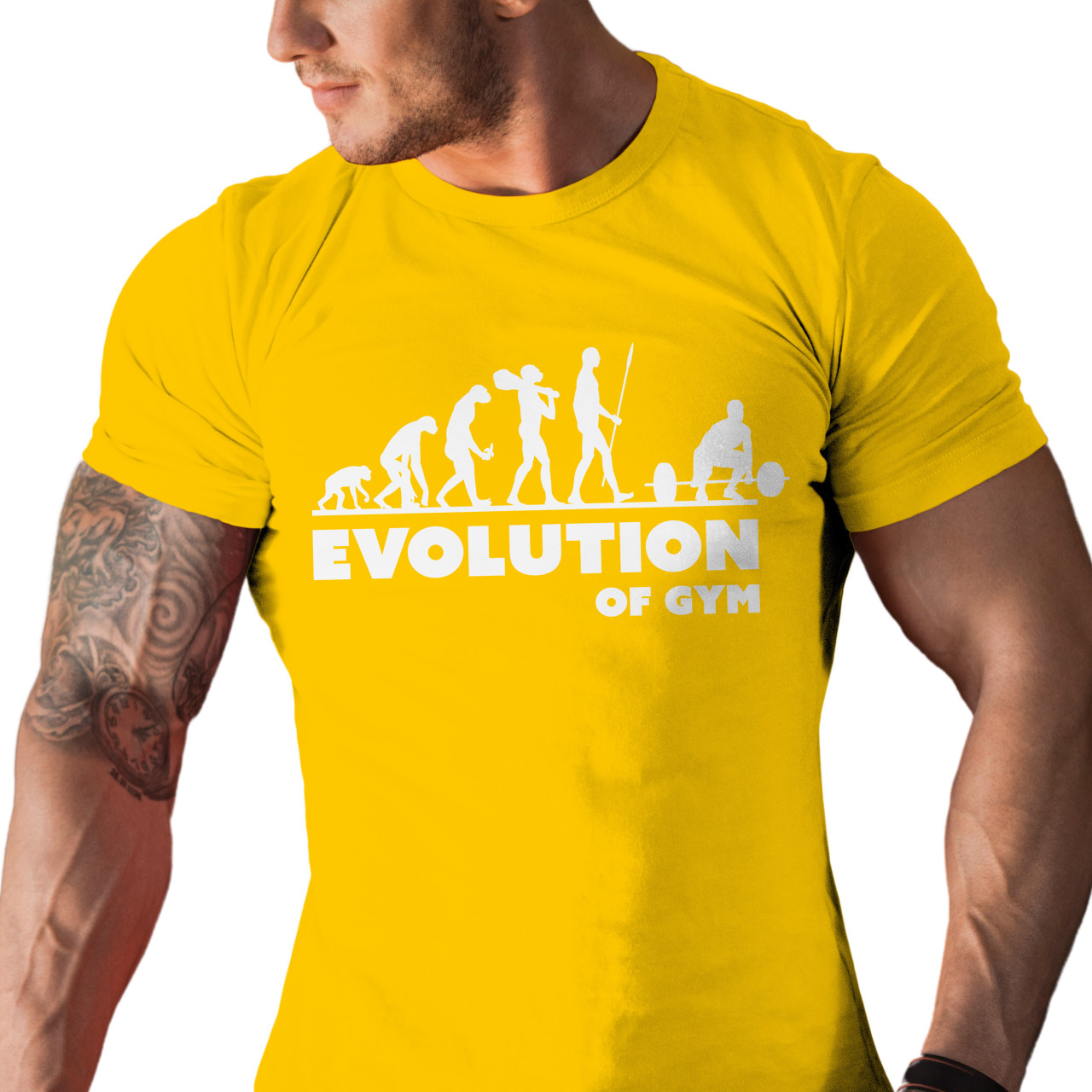 Pánské tričko s potiskem "Evoluce Fitkaře"