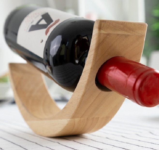 Dřevěný stojan na víno ve tvaru kolébky woolance innovagoods (V0103356)