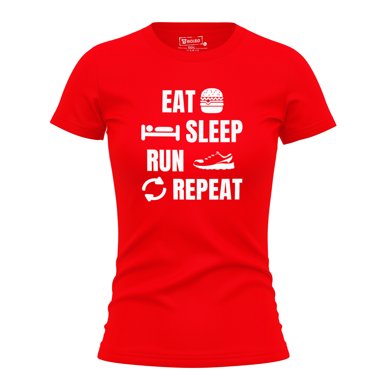 Dámské tričko s potiskem "Eat, sleep, run"