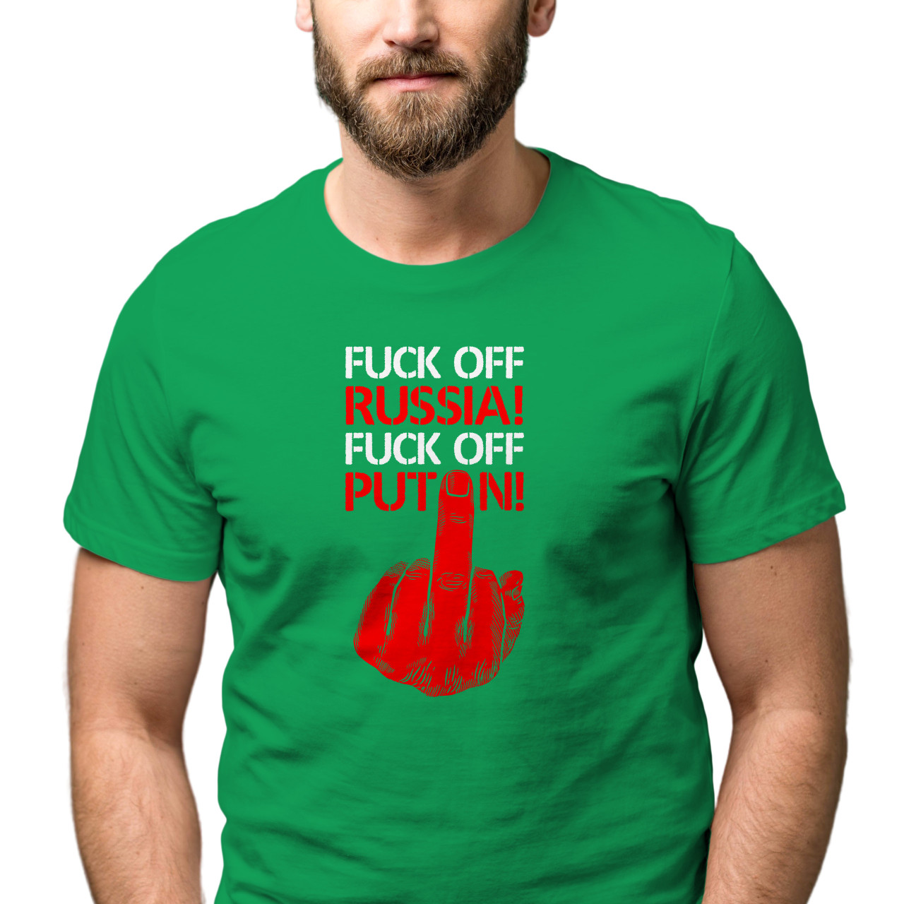 Pánské tričko s potiskem “Fuck off Russia! Fuck off Putin!”