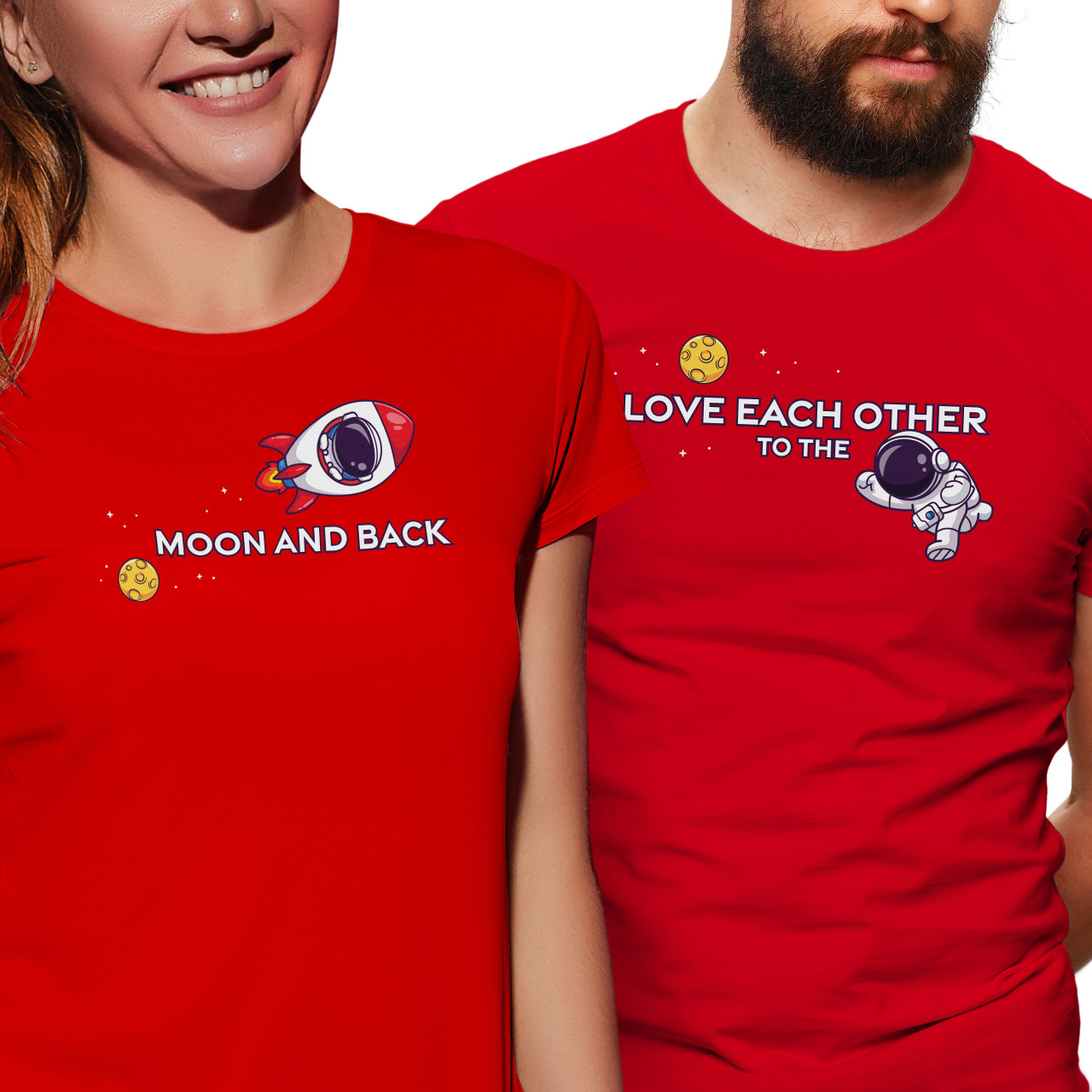 Trička pro páry s potiskem “Love each other to the Moon and back”