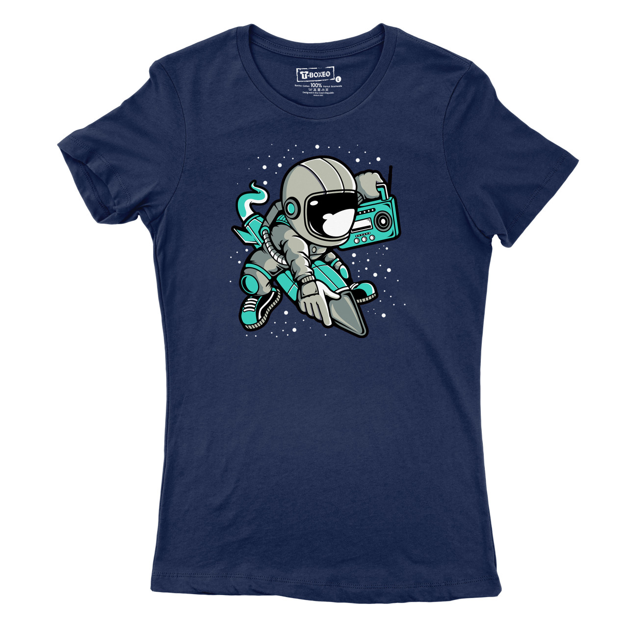 Dámské tričko s potiskem “Astronaut na raketě s rádiem”