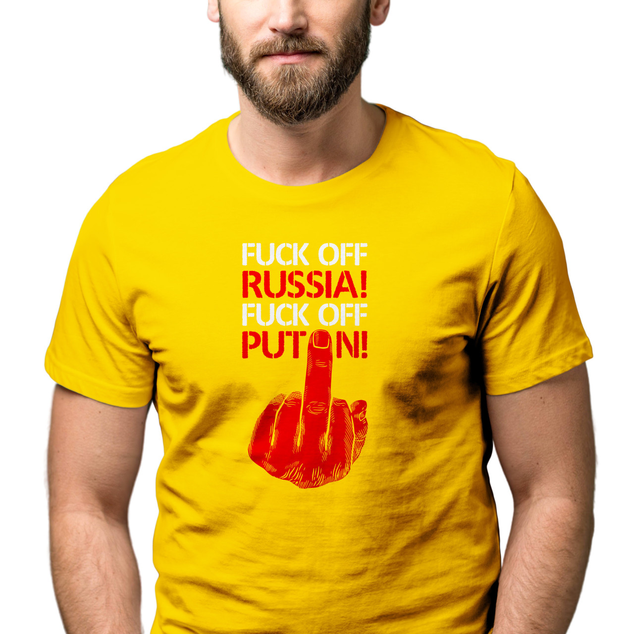 Pánské tričko s potiskem “Fuck off Russia! Fuck off Putin!”