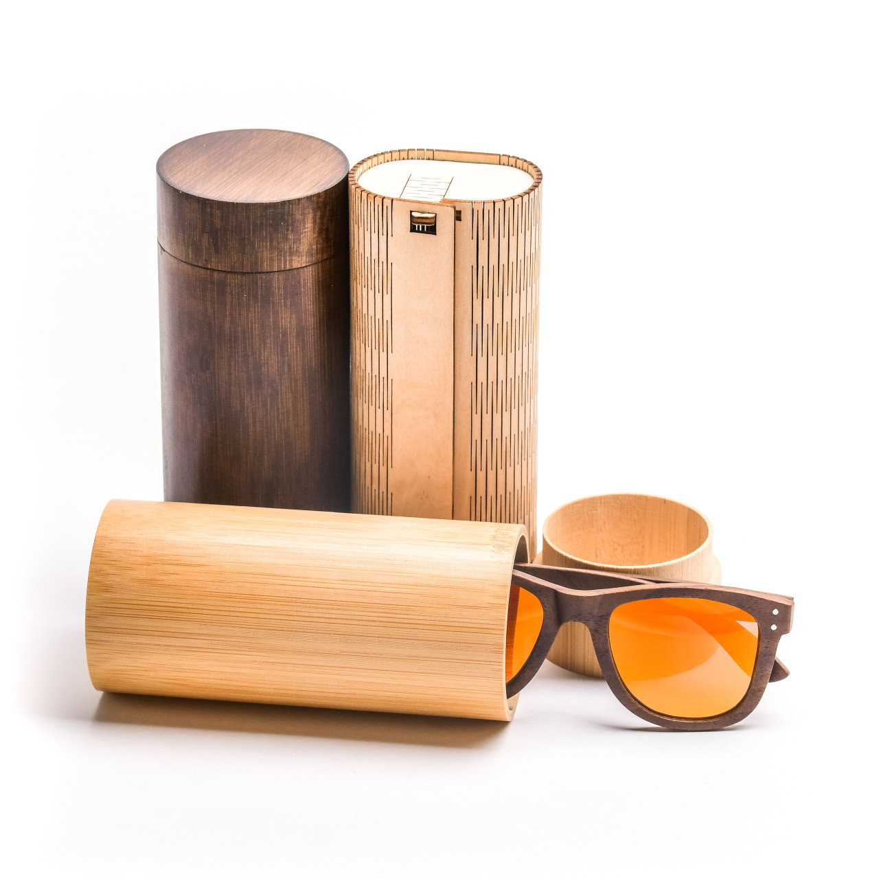 Brýle Wood – oranžové čočky + tmavý ořech
