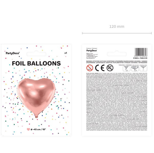 Fóliový balónek - Zlaté srdce 45cm