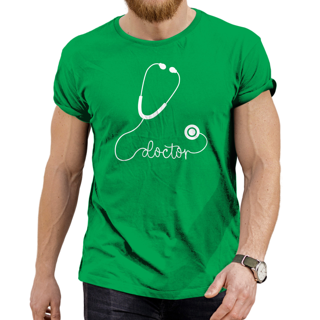 Pánské tričko s potiskem "Doctor - stetoskop"