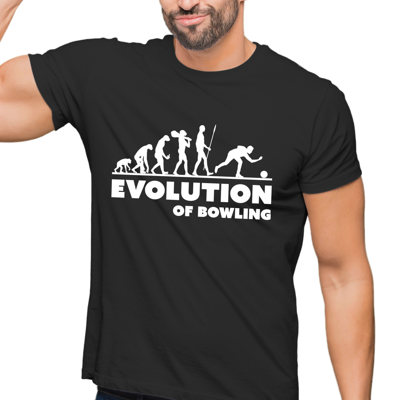 Pánské tričko s potiskem "Evoluce Hráče bowlingu"