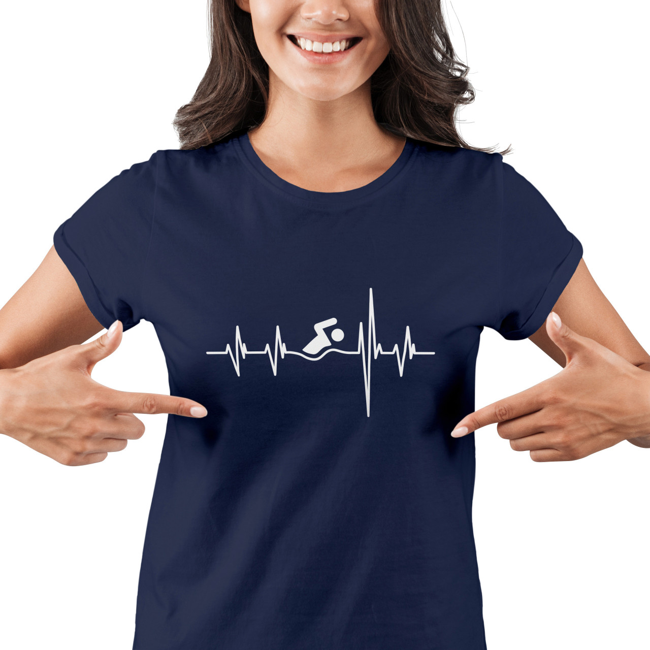 Dámské tričko s potiskem "Srdeční tep Plavání"