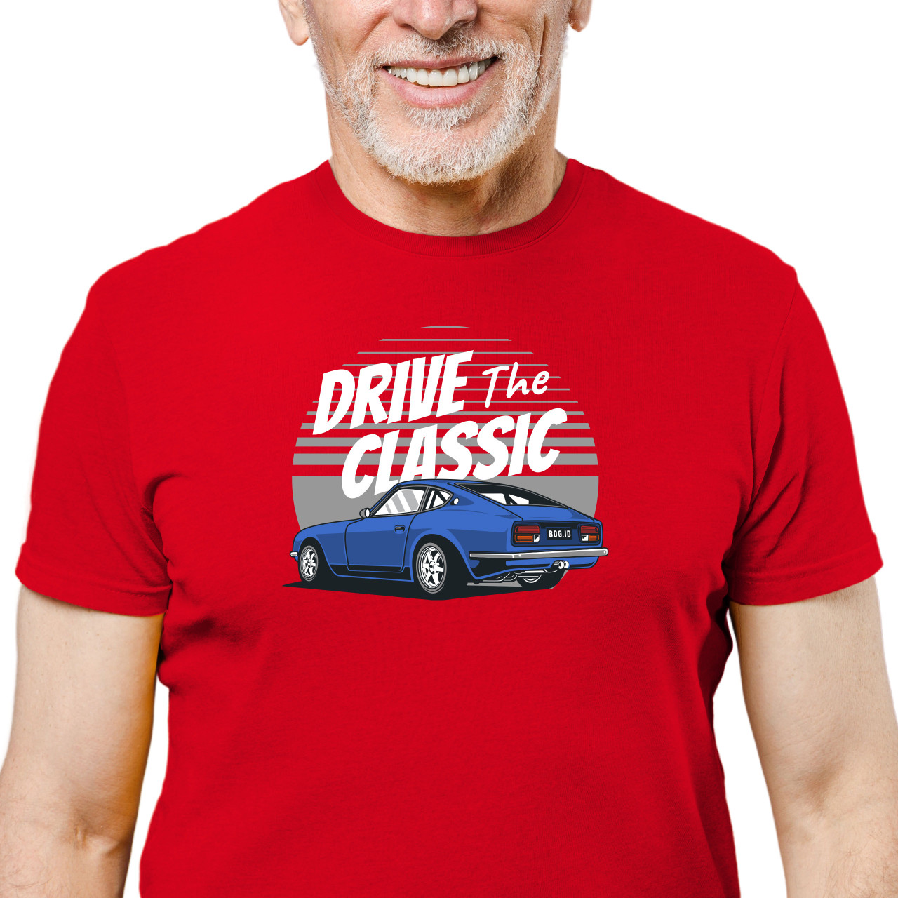 Pánské tričko s potiskem “Ride the Classic, modrá korveta"