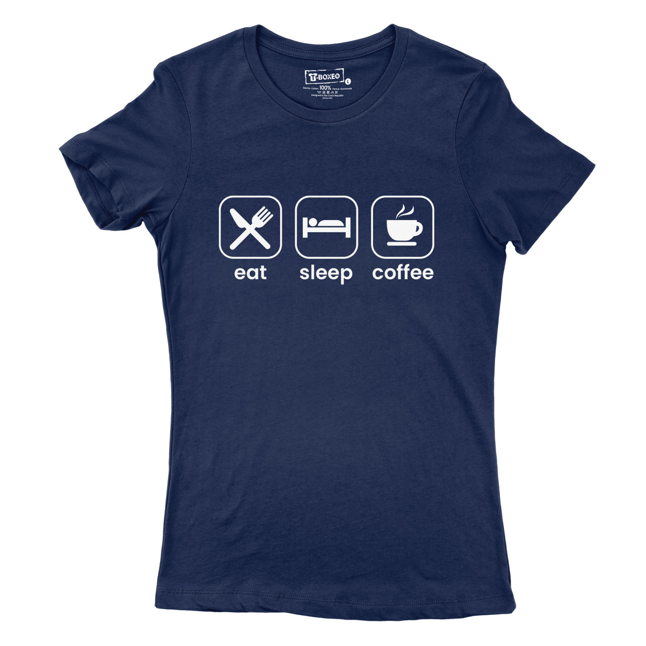Dámské tričko s potiskem “Eat, Sleep, Coffee”