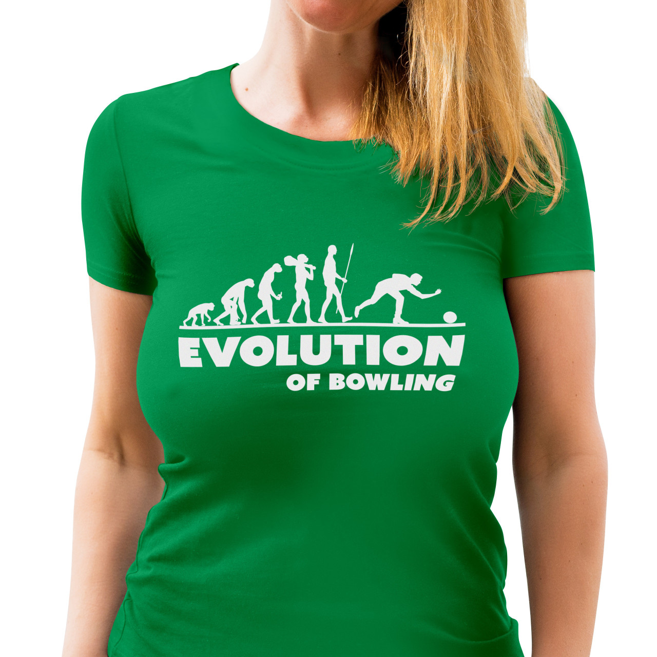 Dámské tričko s potiskem "Evoluce Bowling"