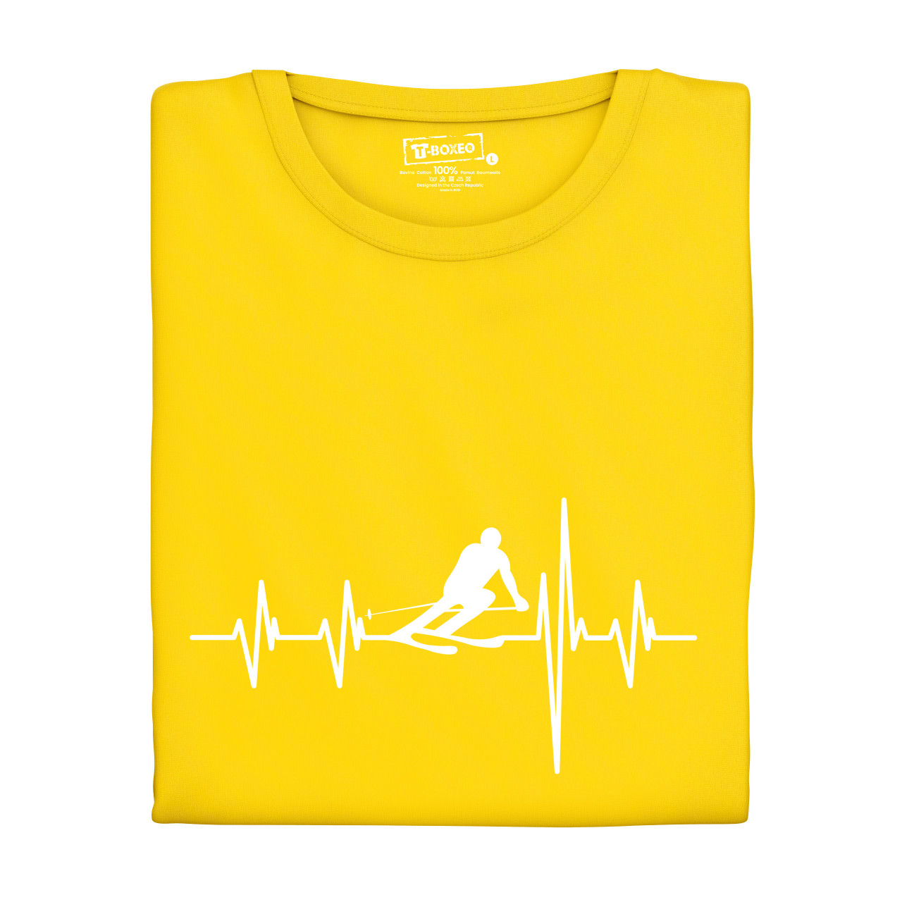 Pánské tričko s potiskem "Srdeční tep Lyže"