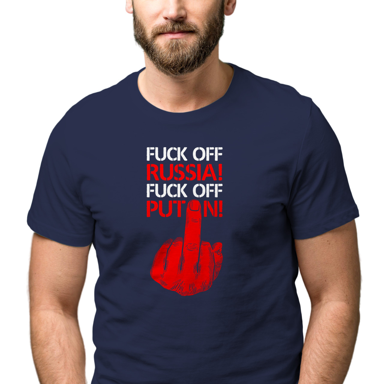 Pánské tričko s potiskem “Fuck off Russia! Fuck off Putin!”