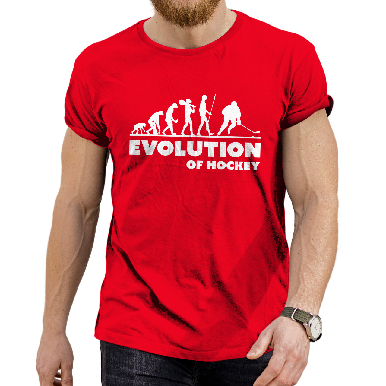 Pánské tričko s potiskem "Evoluce Hokejisty"