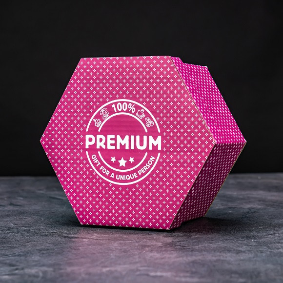 Hexagon plný čokoládových specialit - Fialový