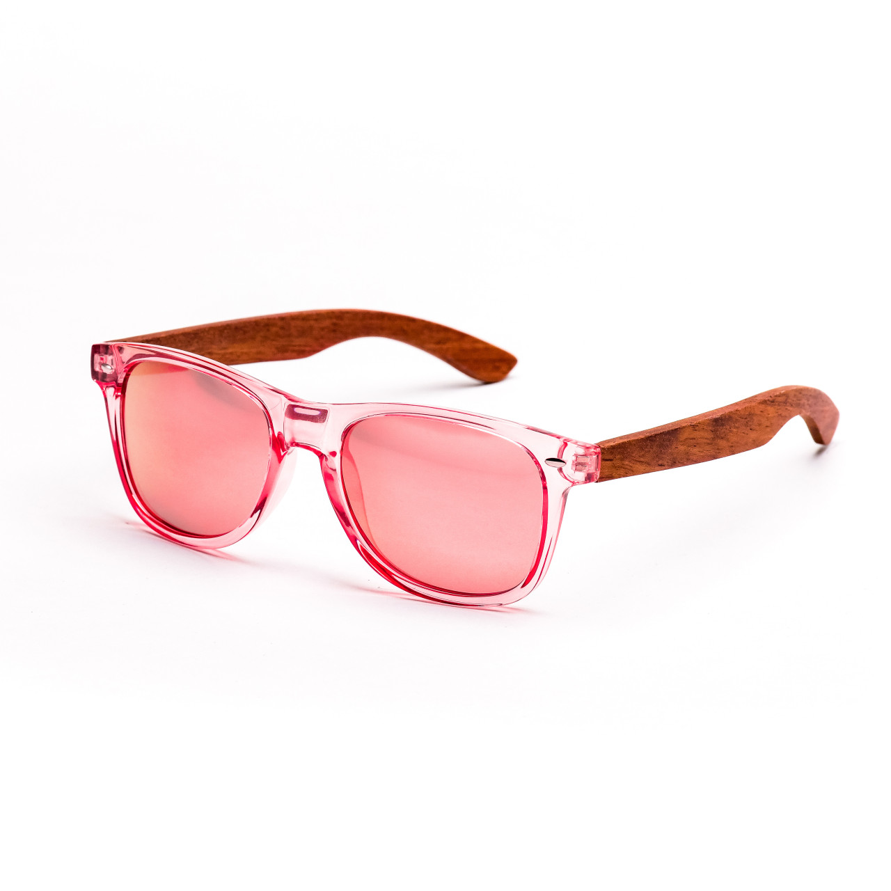 Brýle Classic – růžové čočky + průhledné růžové obroučky + růže