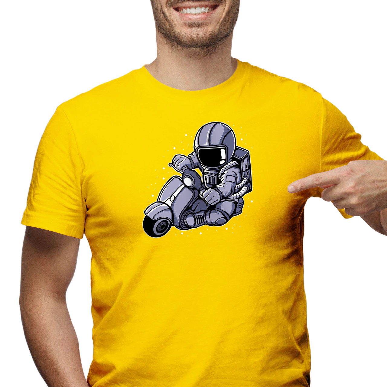 Pánské tričko s potiskem “Astronaut na mopedu"
