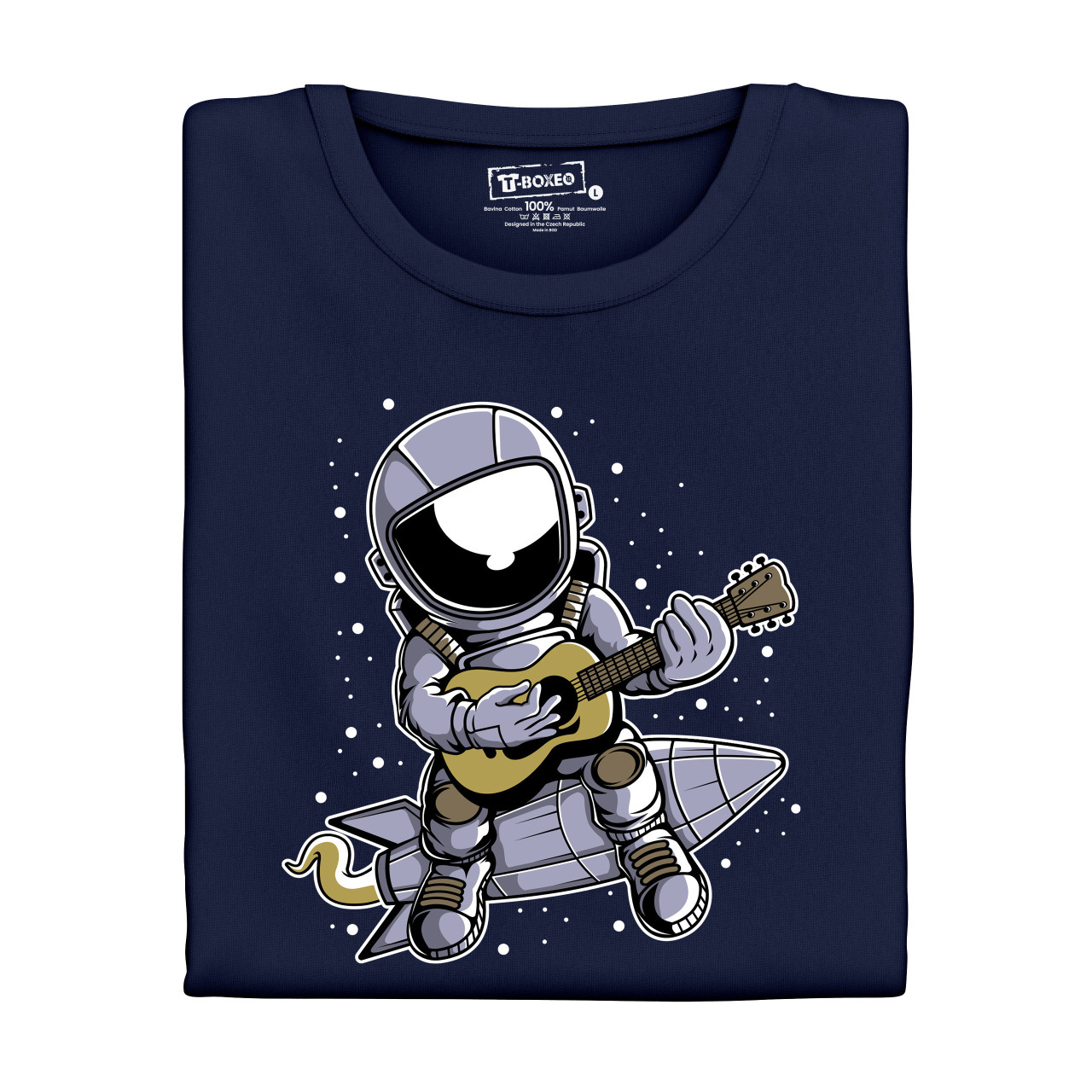 Pánské tričko s potiskem “Astronaut na raketě s kytarou”