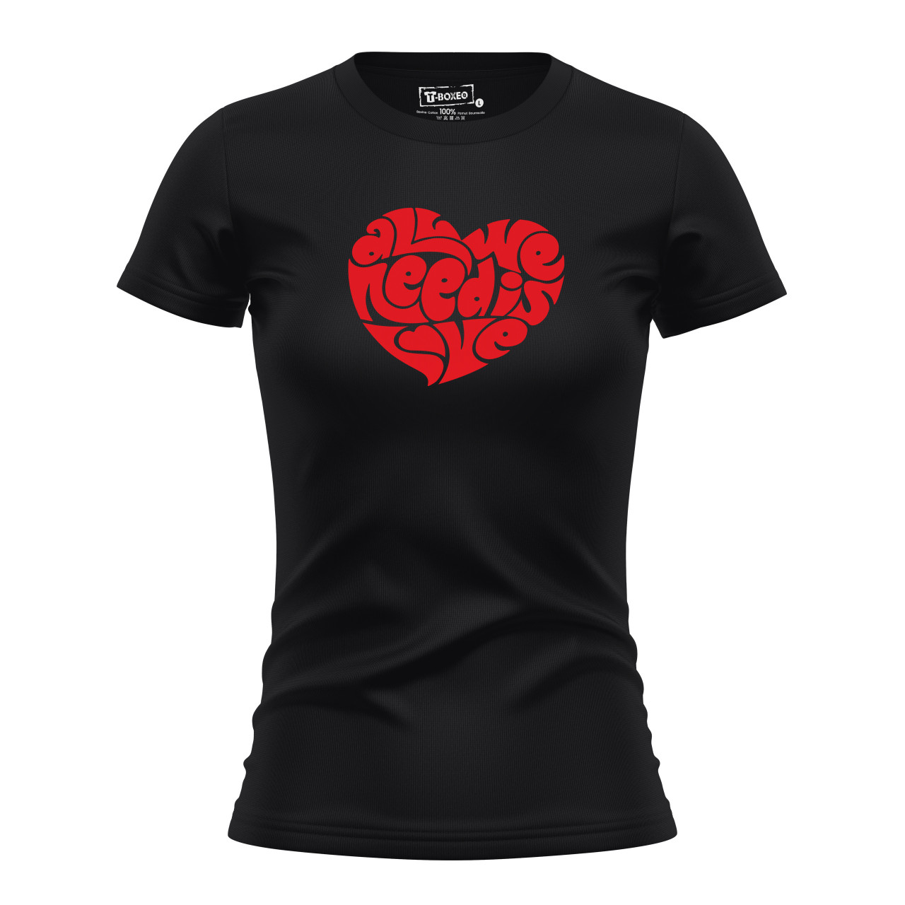 Dámské tričko s potiskem “All we need is love” - červené srdce