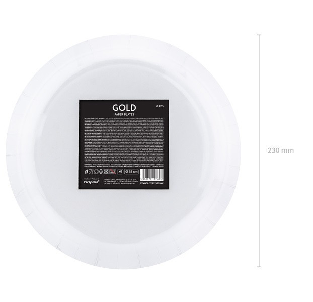 Papírový talíř - Gold 23cm 6ks