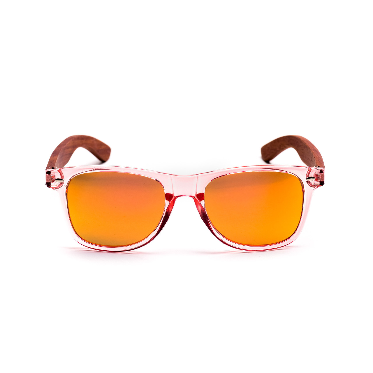 Brýle Classic – oranžové čočky + průhledné růžové obroučky + růže s gravírováním