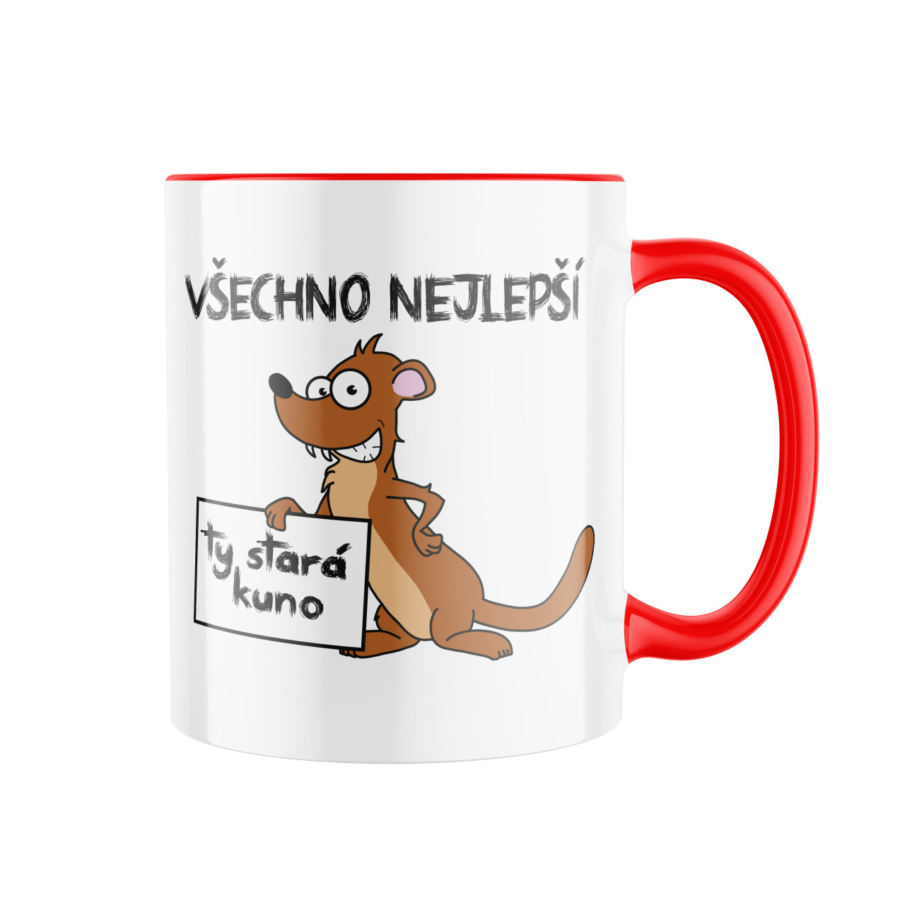 Keramický hrnek s potiskem Všechno nejlepší, ty stará kuno
