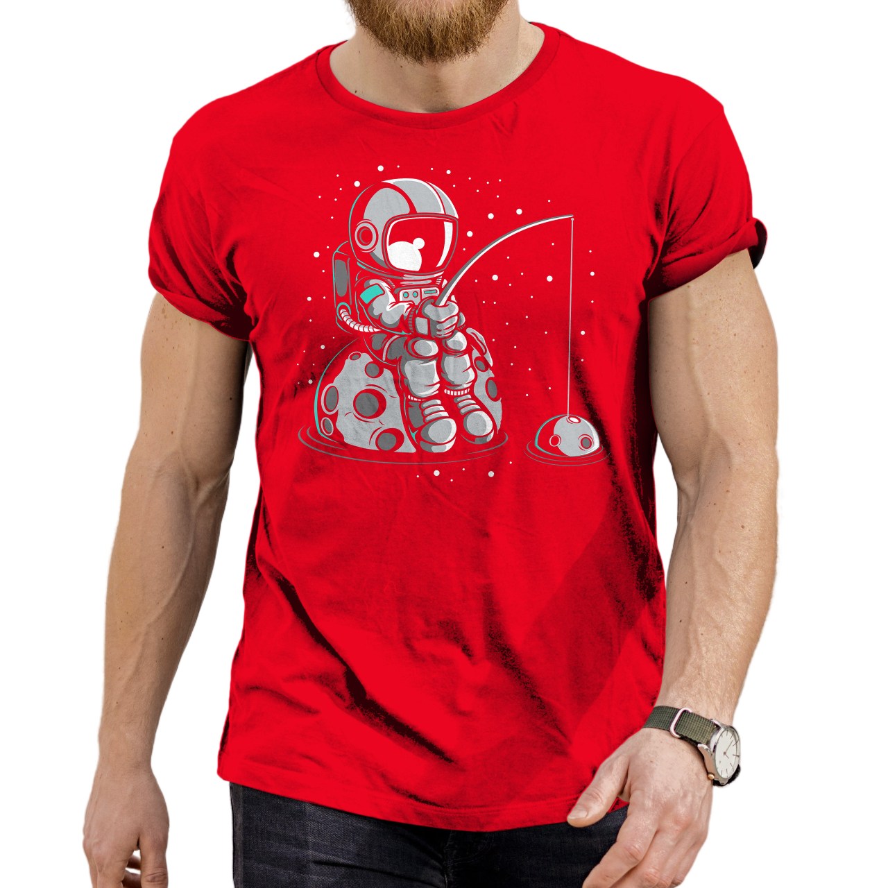 Pánské tričko s potiskem “Astronaut na rybách”