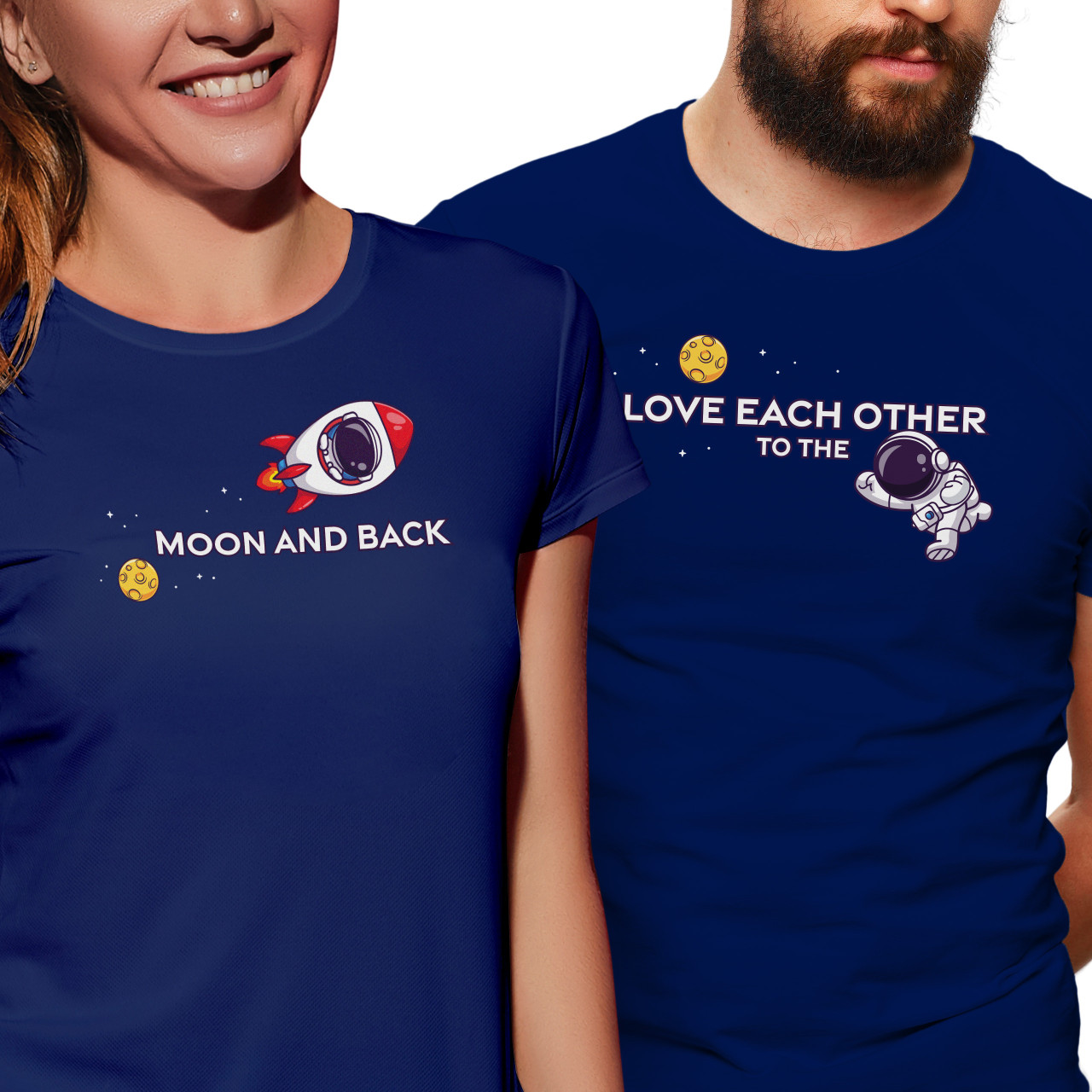 Trička pro páry s potiskem “Love each other to the Moon and back”
