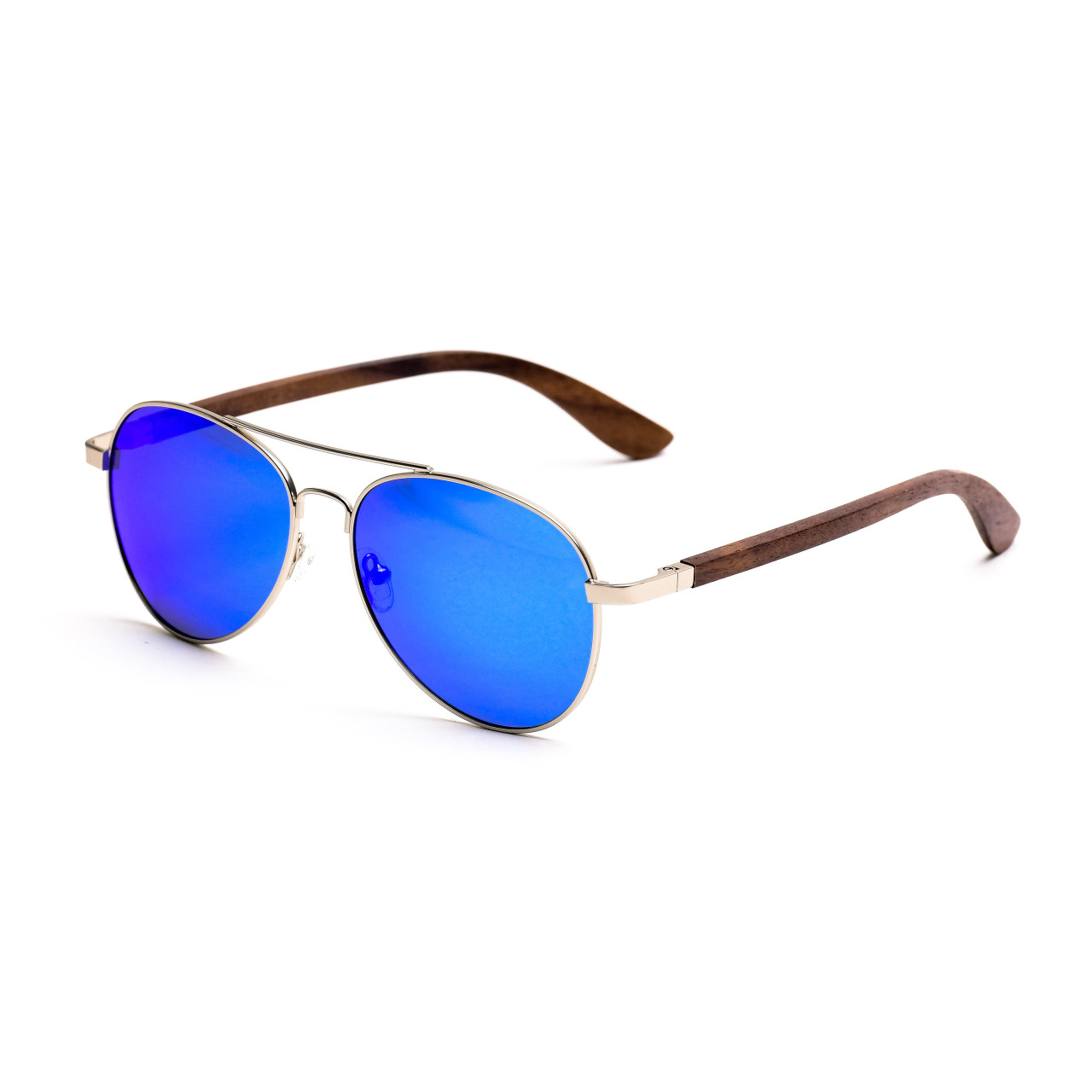 Brýle Aviator – modré čočky + tmavý ořech