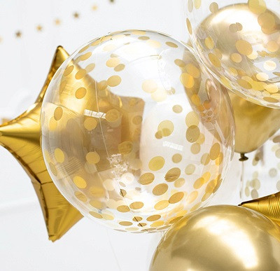 Fóliový balónek - Zlaté puntíky 40cm