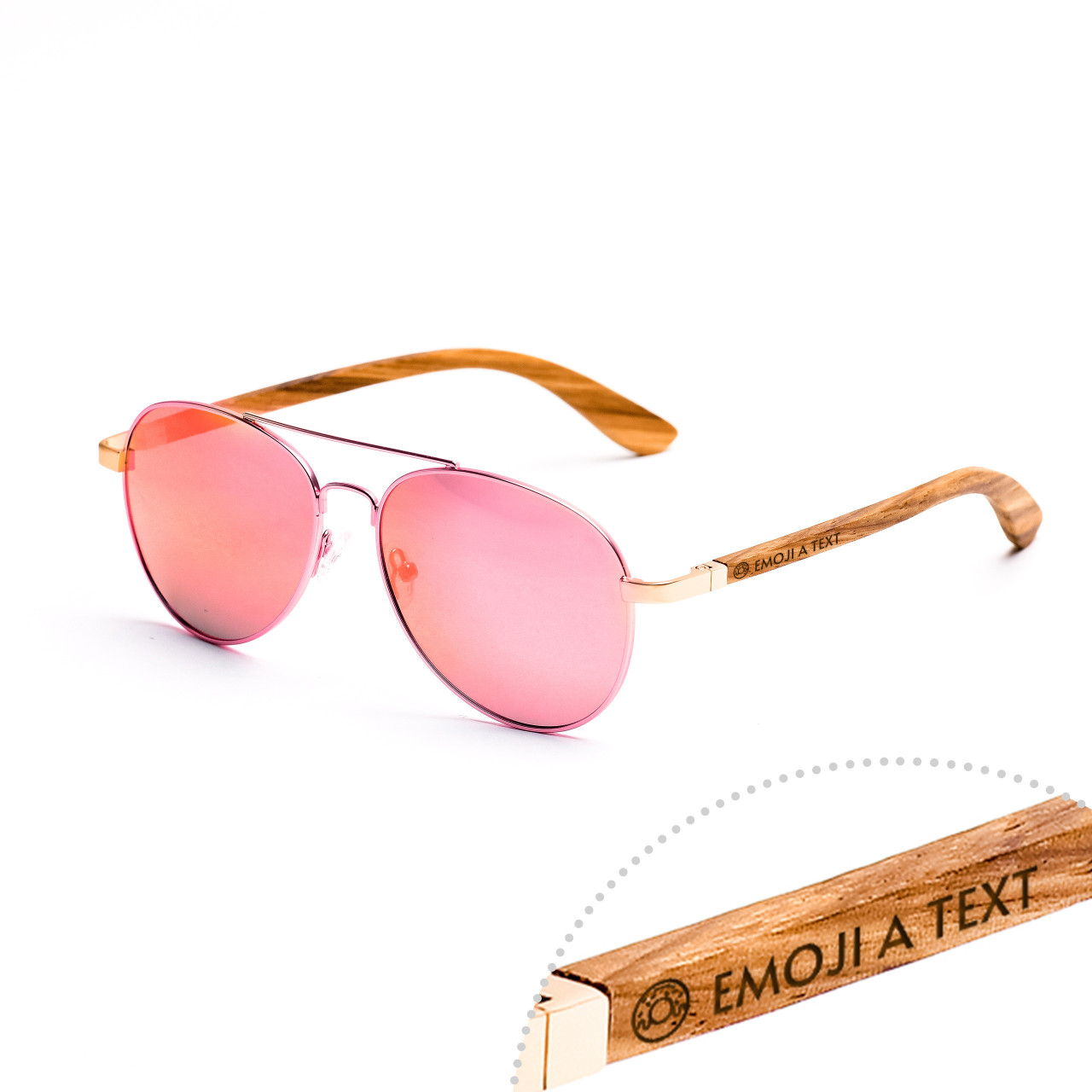 Brýle Aviator – růžové čočky + zebra s gravírováním