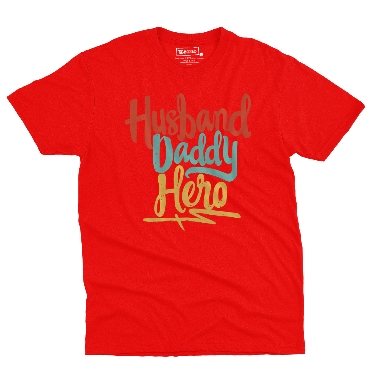 Pánské tričko s potiskem “Husband, Daddy, Hero”