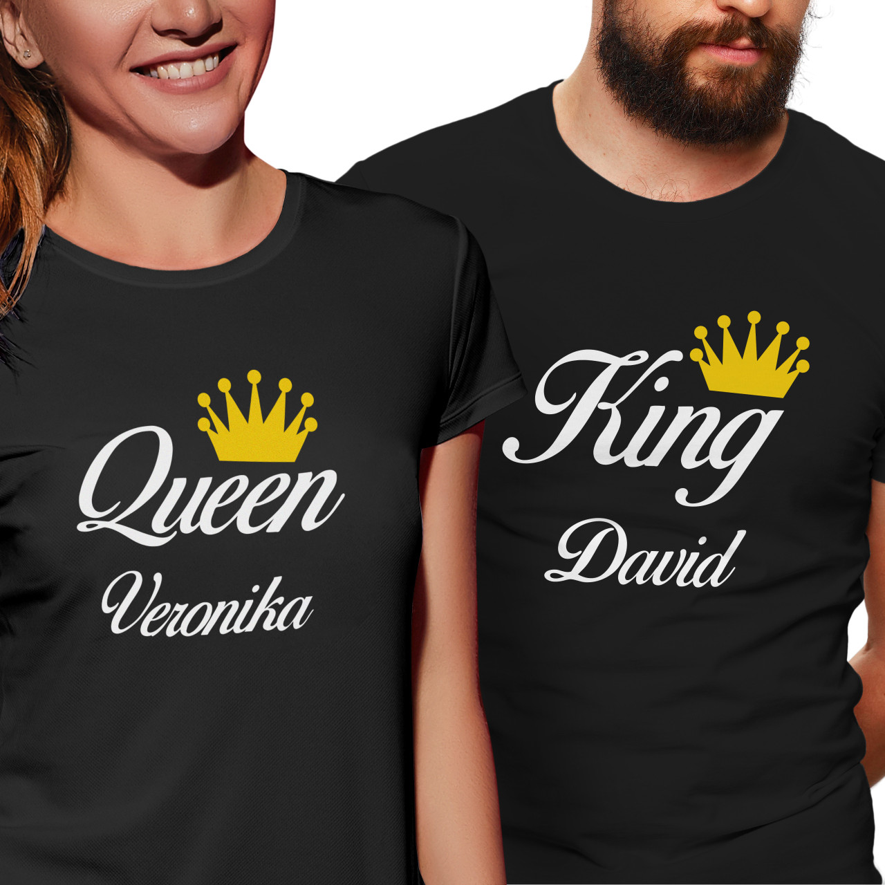 Trička pro páry “King, Queen” se jmény