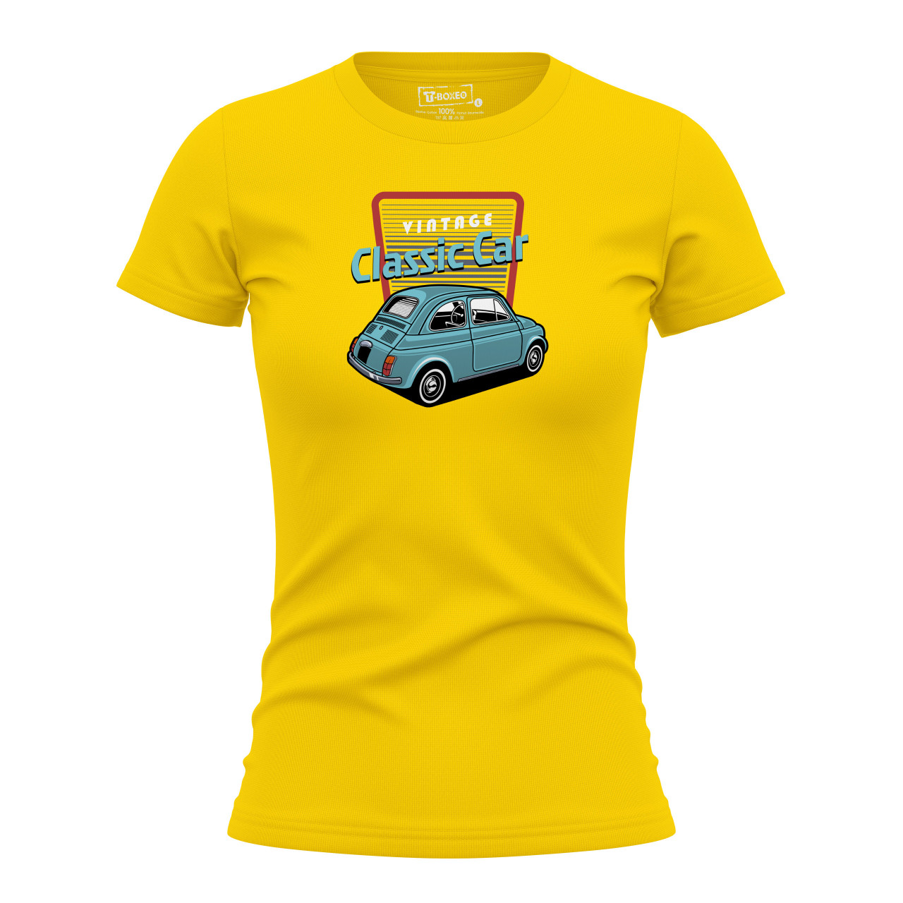 Dámské tričko s potiskem "Vintage Classic Car, Fiat 500"