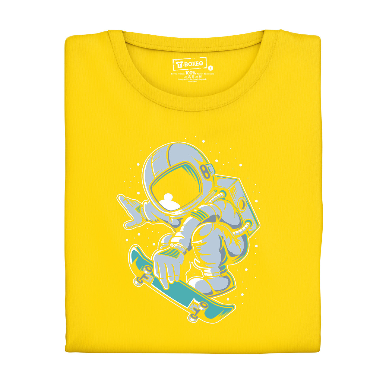 Pánské tričko s potiskem “Astronaut na skejtu ve výskoku"