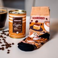 Kávová plechovka s kávovými ponožkami Soxoxeo