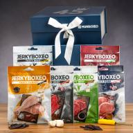 Giftboxeo dárkový box (royal blue) - Plné sušeného masa (jerky)