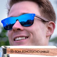 Brýle Luxury – modré čočky + tmavý ořech s gravírováním