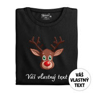 Pánské tričko s potiskem "Vánoční sobík - hnědý" s vlastním textem