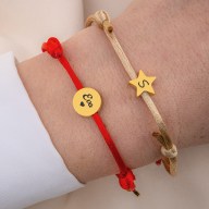 Dámský náramek se ŠŇŮRKOU a TEXTEM na přání 4 komponenty - HVĚZDIČKA, SRDÍČKO, KOLEČKO, TUBUS [2]