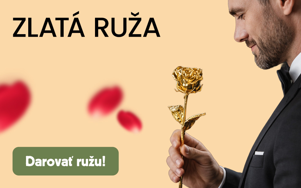 Zlatá ruža v darčekovej krabičke