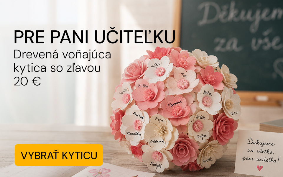 Drevená voňajúca kytica pre učiteľku - ružová