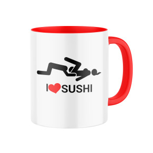 Hrnček s potlačou I ❤ sushi